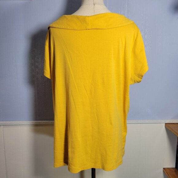 Rafaella 2X Goldenrod Yellow Metal Looped Dressy Shortsleeve Blouse - Picture 5 of 10